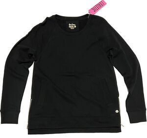 Lilly Pulitzer M Beach Comber Pullover Sweatshirt Zipper Tunic Top BLK Luxletic